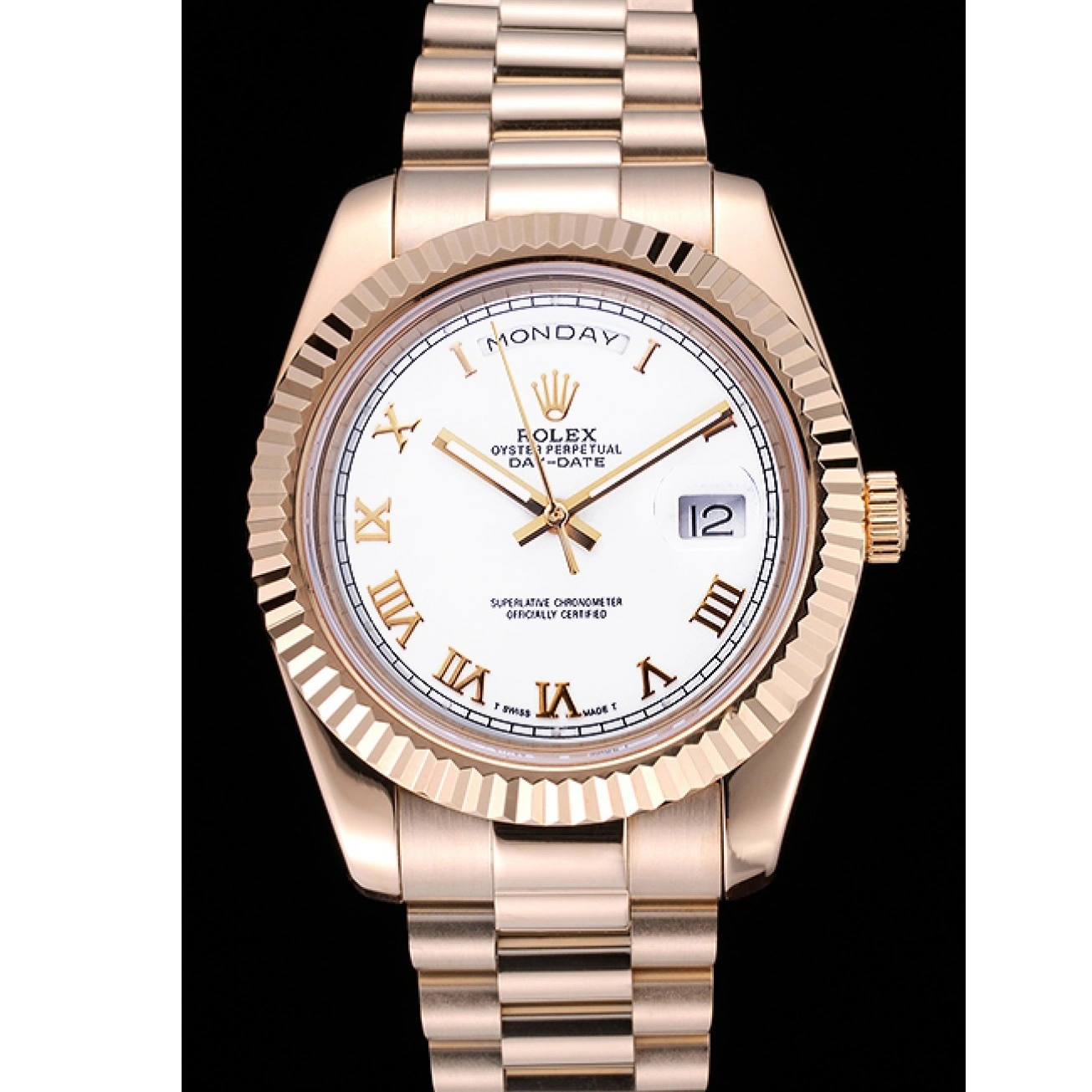 Aaa replica watch Gold Day-Date Bracelet Dial White 622546 Rolex 1016